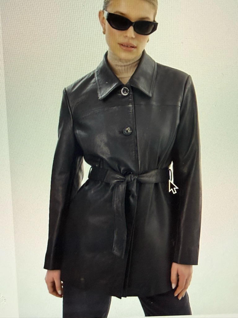Lamarque Black Leather Button-Front